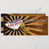 ラスベガススターバスト結婚ズトパズブラック金ゴールド 招待状 (正面/裏面)