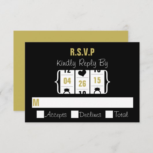 ラスベガススロットマシンウェディングRSVPカード 出欠カード (正面/裏面)