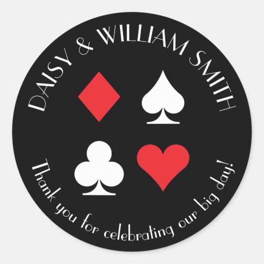 ラスベガステーマカスタムステッカーブラック赤と白 ラウンドシール (正面)