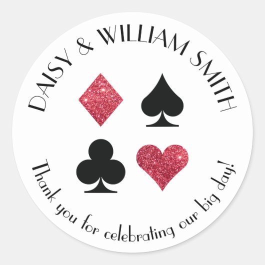 ラスベガステーマカスタム文字ステッカーinレッドブラック ラウンドシール (正面)