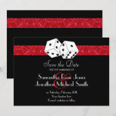 ラスベガステーマザデイトレッドフェイクグリッター セーブザデート (正面/裏面)