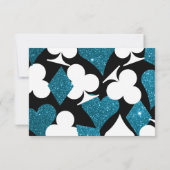 ラスベガスデスティニーウェディングRSVPターコイズグリッター 出欠カード (裏面)