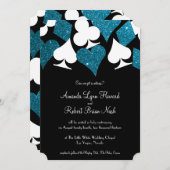 ラスベガスデスティニーマリブブルーグリッター結婚ズ 招待状 (正面/裏面)