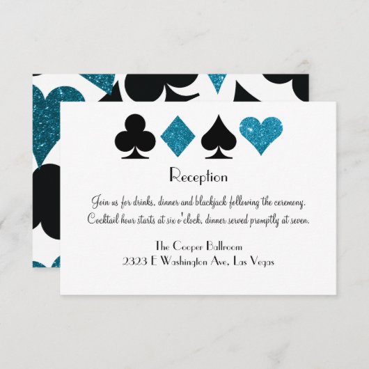 ラスベガスデスティニー披露宴マリブブルーグリッター 招待状 (正面/裏面)