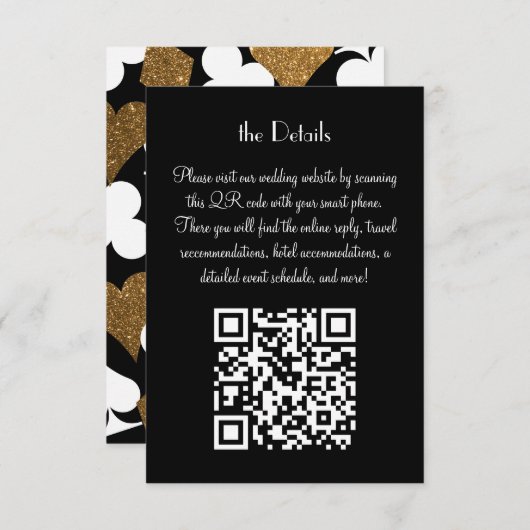 ラスベガスデスティニー金ゴールド結婚グリッターズ詳細 招待状 (正面/裏面)