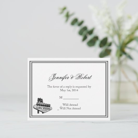 ラスベガスデスティネーションウェディングRSVPポストカード インビテーションポストカード (スタンド正面)