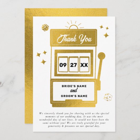 ラスベガスデスティネーションカジノスロットマシ結婚ュース サンキューカード (正面/裏面)