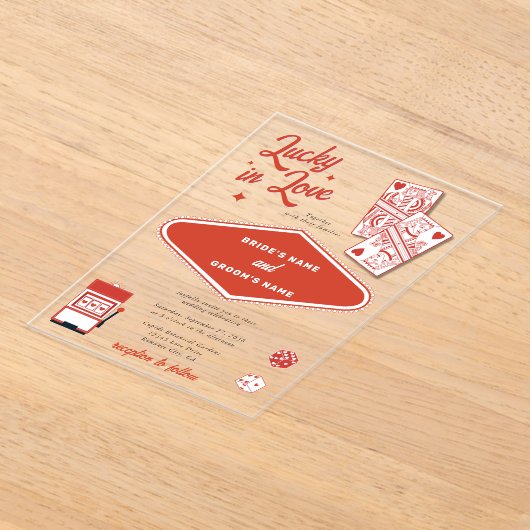 ラスベガスデスティネーションカジノラッキー結婚インラブ アクリル招待状 (レイダウン)