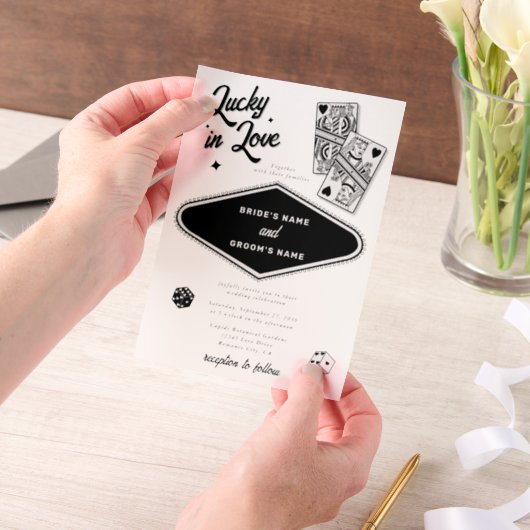 ラスベガスデスティネーションカジノラッキー結婚インラブ ベラム紙招待状 (ポータブル)