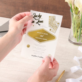 ラスベガスデスティネーションカ結婚ジノのラッキー・イン・ラブ ベラム紙招待状