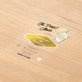 ラスベガスデスティネーションパーフェクト結婚マッチの金ゴールド アクリル招待状 (レイダウン)