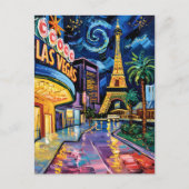 ラスベガストラベルバンゴッホスタイルカジノナイトシティ ポストカード (正面)