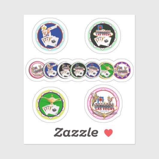 ラスベガストランプのポーカーチップスステッカー シール (シート)