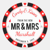 ラスベガストランプのポーカーチップ結婚式の引き出物 ラウンドシール (正面)