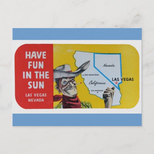 ラスベガスナバダヴィンテージトラベルデザイン ポストカード (正面)