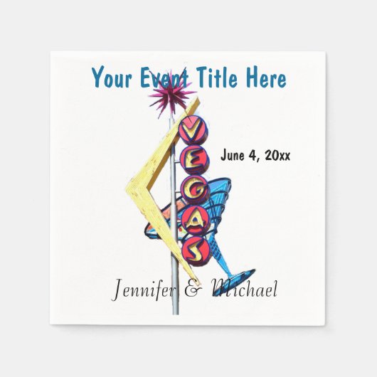 ラスベガスネオンサインパーティー スタンダードカクテルナプキン (正面)