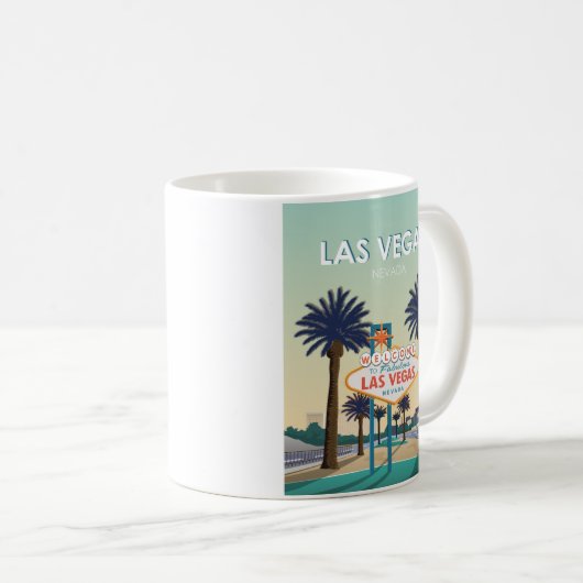 ラスベガスネバダウェルカムサインヴィンテージトラベル コーヒーマグカップ (正面右)