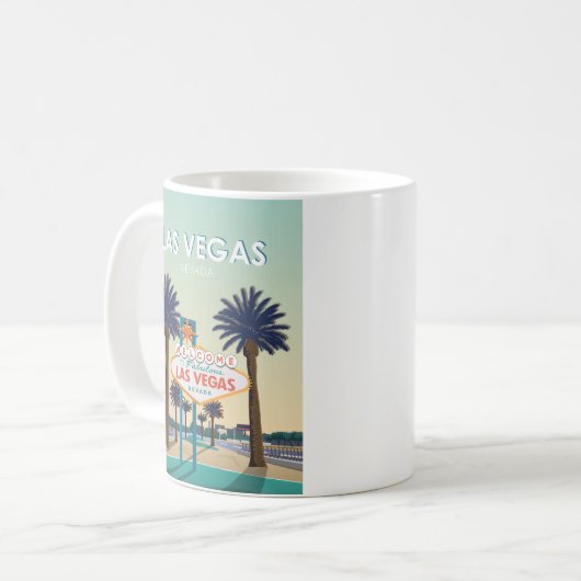 ラスベガスネバダウェルカムサインヴィンテージトラベル コーヒーマグカップ (正面左)