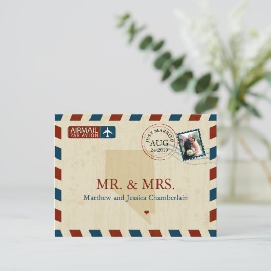 ラスベガスネバダエアメール | 結婚感謝 ポストカード (スタンド正面)