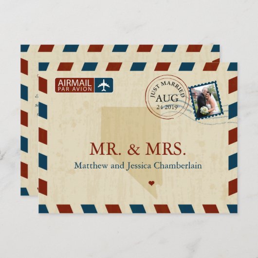 ラスベガスネバダエアメール | 結婚感謝 ポストカード (正面/裏面)