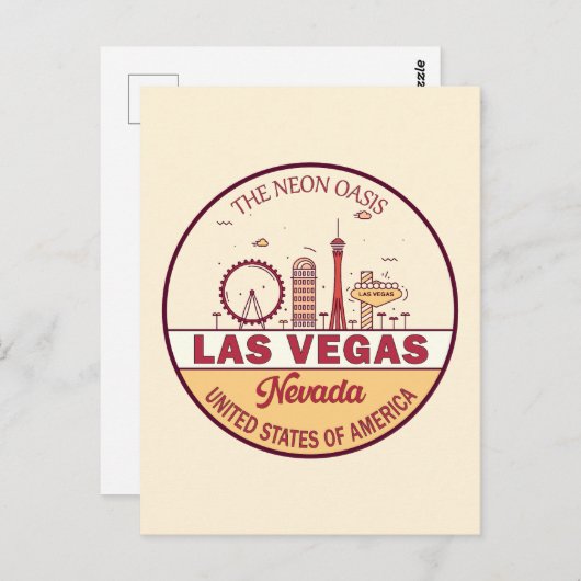 ラスベガスネバダシティスカイラインエンブレム ポストカード (正面/裏面)