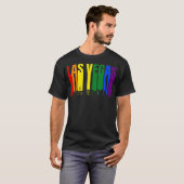 ラスベガスネバダスカイラインLgbtqゲイプライドレインボー Tシャツ (正面フル)