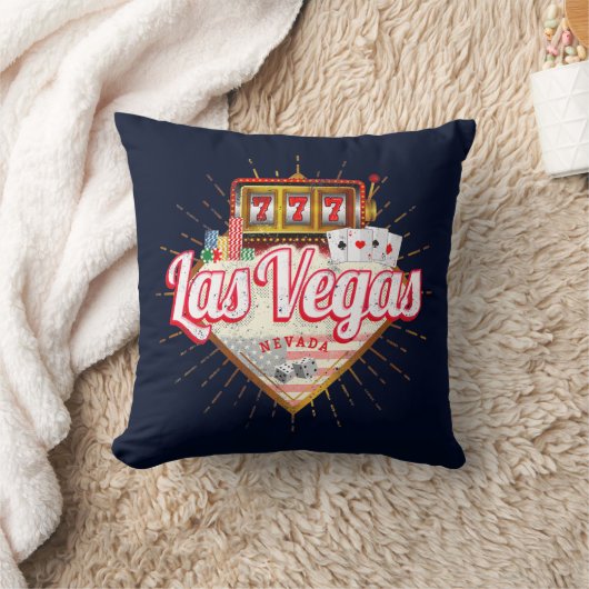 ラスベガスネバダ統一された州カジノヴィンテージUSA クッション (ブランケット)