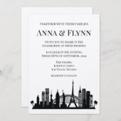 ラスベガスネバダ都市スカイラインの都市景観の結婚式 招待状 (正面/裏面)