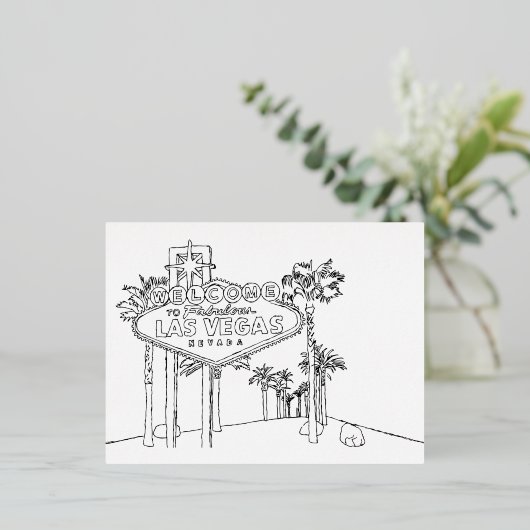 ラスベガスバケーションスケッチバケーションアート旅行 箔シーズンポストカード (立ち正面)