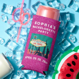 ラスベガスバセロレットパーティーフェイスピンクグリッター スリム缶クーラー