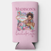 ラスベガスバチェロレッテアフロガールイラストレーション スリム缶クーラー (正面)