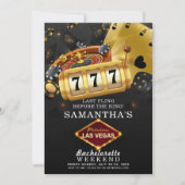 ラスベガスバチェロレッテウィークエンドパーティーブラック金ゴールド 招待状 (正面)