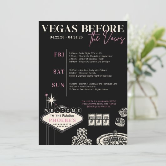 ラスベガスバチェロレッテカスタマイズ旅程 招待状 (スタンド正面)
