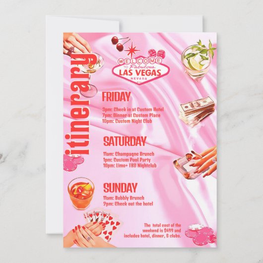 ラスベガスバチェロレッテトランプのポーカー日程 招待状 (裏面)