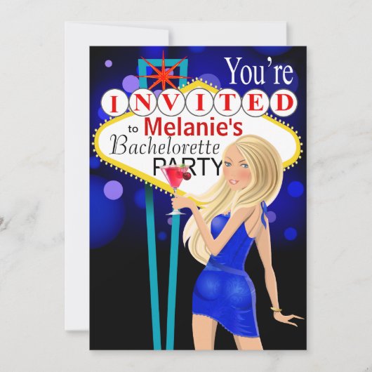 ラスベガスバチェロレッテブルー 招待状 (正面)