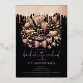 ラスベガスバチェロレッテラグジュアリーブラックピンク金ゴールド 箔招待状 (正面)