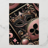 ラスベガスバチェロレッテラグジュアリーブラックピンク金ゴールド 箔招待状 (裏面)