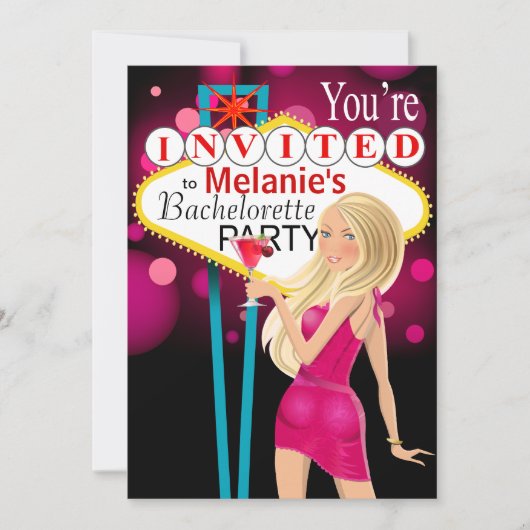 ラスベガスバチェロレッテ暗い赤紫色 招待状 (正面)