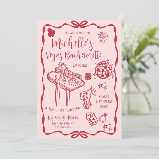 ラスベガスバチェロレッテ週末の旅程パーティー 招待状 (スタンド正面)