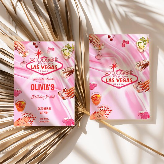 ラスベガスバースデーパーティーウィメンズトランプのポーカー招待状 招待状