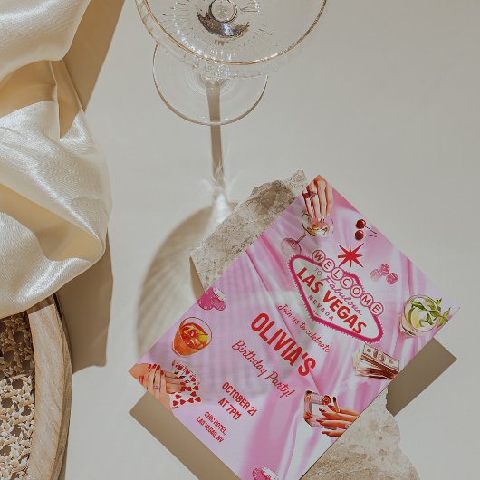 ラスベガスバースデーパーティーウィメンズトランプのポーカー招待状 招待状