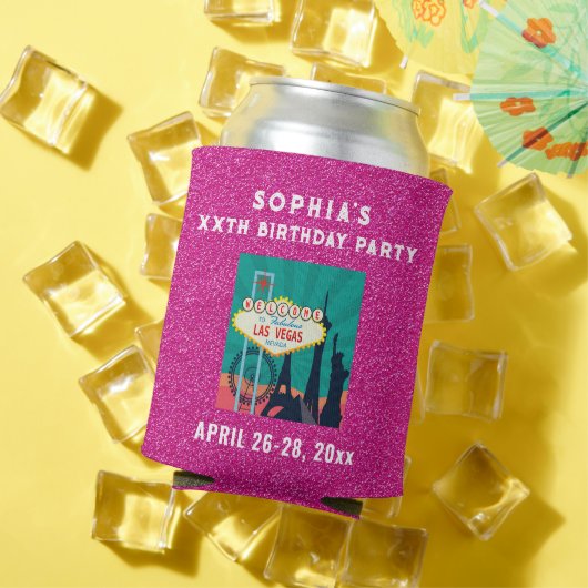 ラスベガスバースデーパーティービーフピンクグリッター 缶クーラー (インサイチュ 夏)