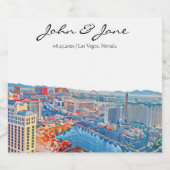 ラスベガスパーソナライズされたスカイラインワきらめくインラベ スパークリングワインラベル (シングルラベル)