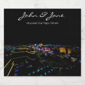 ラスベガスパーソナライズされたスカイラインワきらめくインラベ スパークリングワインラベル (シングルラベル)