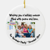 ラスベガスパーソナライズされたホリデイ金ゴールド セラミックオーナメント (裏面)