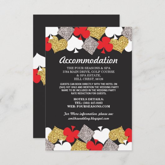 ラスベガスパーティー宿泊施設カードカジノウェディング 招待状 (正面/裏面)