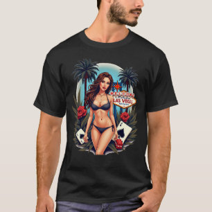 ラスベガスビキニガールカードサイコロおみやげティー Tシャツ