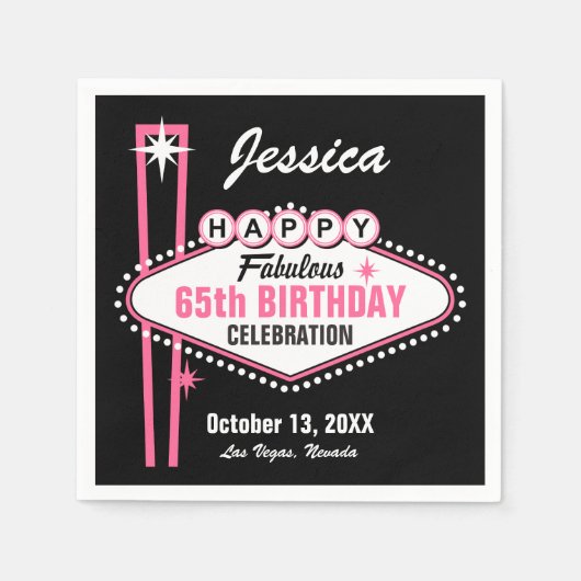 ラスベガスピンクハッピー スタンダードカクテルナプキン (正面)