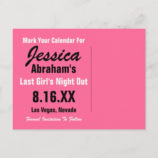 ラスベガスピンク日付を保存 案内ポストカード (裏面)
