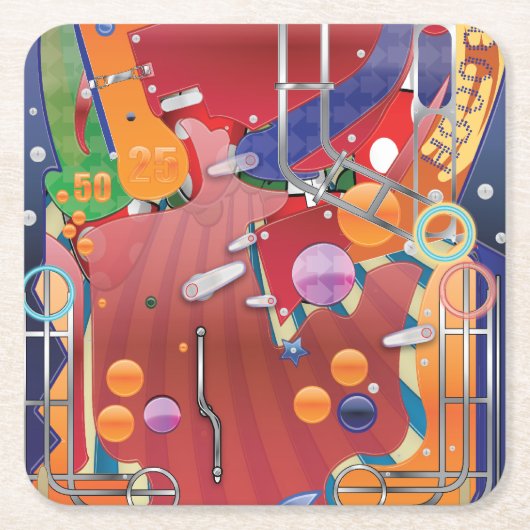 ラスベガスピンボールマシン スクエアペーパーコースター (正面)